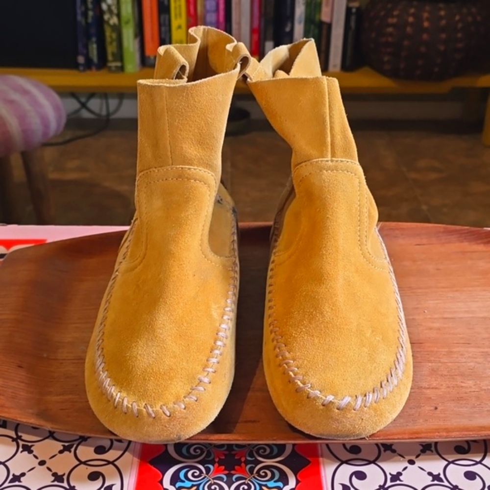 Anthropologie Latigo Yellow Suede Booties